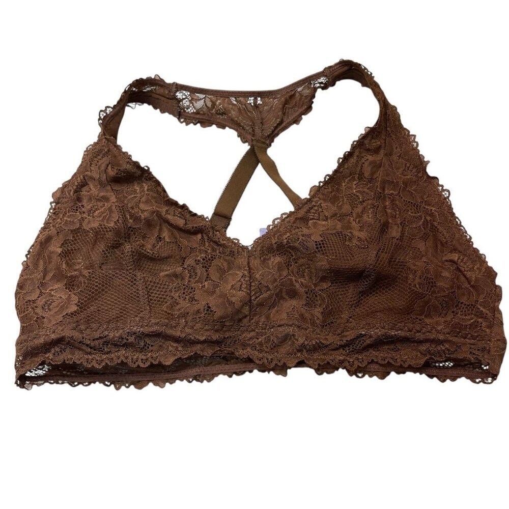 Savage X Fenty 2XL Bralette Brown Lace Wireless Pullover Bra Rihanna Lingerie
